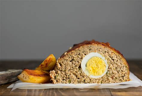 Meatloaf with hard boiled eggs