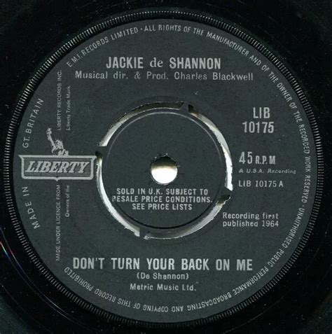 JACKIE DESHANNON Don T Turn Your Back On Me 7 Single 16 99