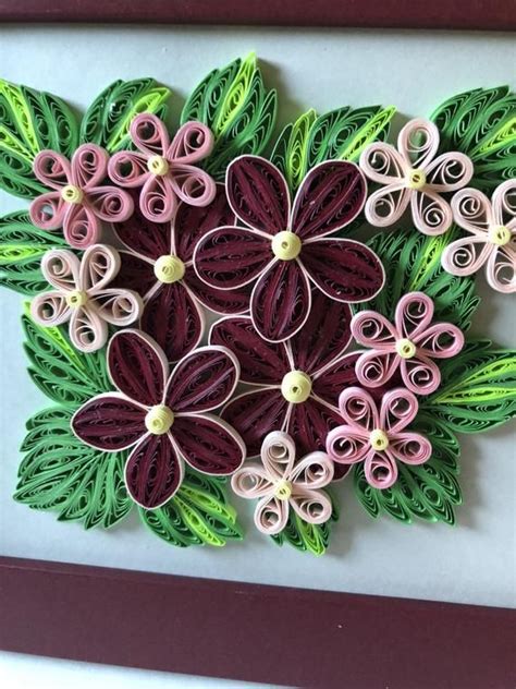 Quilled Flowers In Frame Quilled Art T Etsy Art T Quilling Cards Flowers