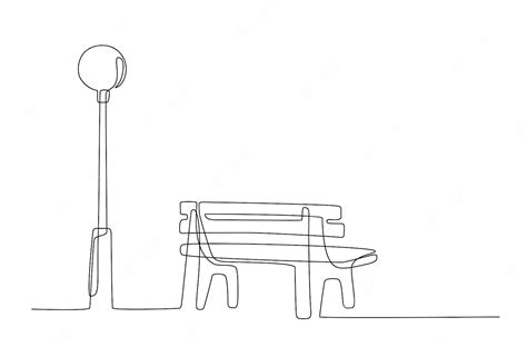 Premium Vector Continuous Line Drawing Of Bench And Lantern In Park Line Art Style One Line