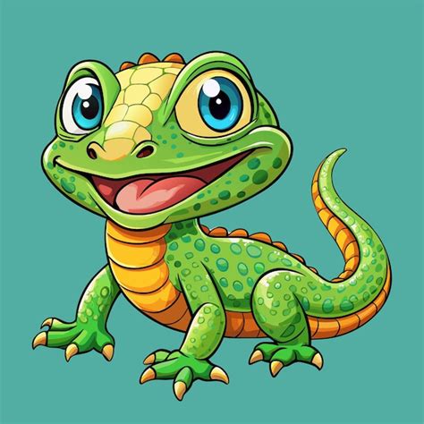 Premium Vector A Drawing Of A Green Lizard With A Big Smile