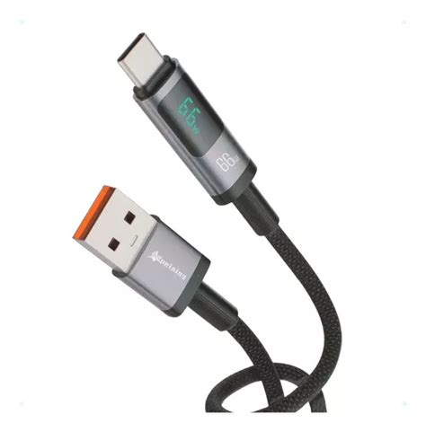 Cabo Carregador Turbo Tipo c Reforçado Trançado 66w Usb c Cor Preto