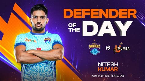 Nitesh Kumar (Bengal Warriorz) | Defender of the Day: December 24 | PKL ...