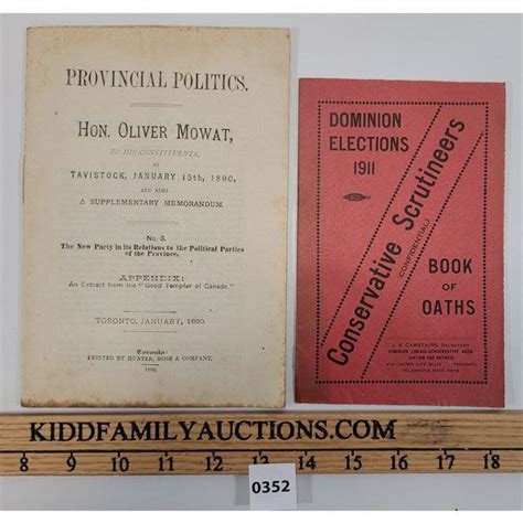 Lot Of 2 Politics 1890 And Dominion Elections 1911 Publications Kidd