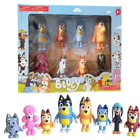 Figurki Bluey I Bingo Zestaw Figurek 8 Sztuk Z Bajki Rodzina I