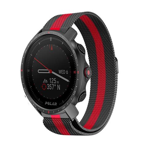 Polar Grit X Pro Milanese Armband Schwarz Rot Smartwatcharmbaender De