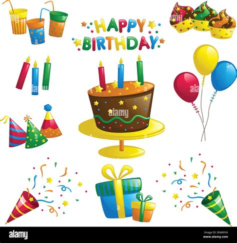 A Vector Illustration Of Happy Birthday Icons Stock Vector Image Art