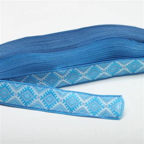 Тесьма декоративная жаккард орнамент 2 см синяя. Купить в Киеве с ...