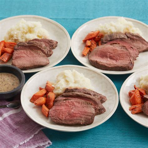 Recipe Roast Beef Carrots With Mashed Potatoes Dijon Mustard Pan