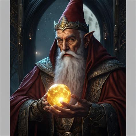 An Old Elven Moon Wizard Pondering An Orb Ai Generated Artwork