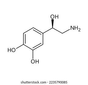 노르아드레날린 분자구조 노르아드레날린, 즉 노르에피네프린은 인간의 스톡 벡터(로열티 프리) 2235790085 ...
