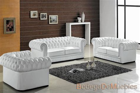 Sala de Piel Elegante y Contemporánea color blanca XIV - Bodega de Muebles | Mueblería Online