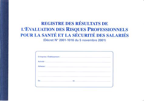 Elve Registre Evaluation Des Risques Professionnels Papeterie Plus