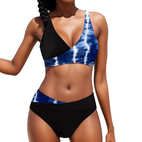 Towed Womens High Waisted Bathing Suits V Neck Bikini Sets High Cut