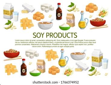 Soy Soybean Products Vector Poster Coagulated Stock Vector (Royalty ...