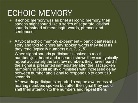 Echoic Memory Psychology Definition Example Slidesharetrick