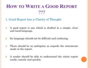 qualities  good report pptx
