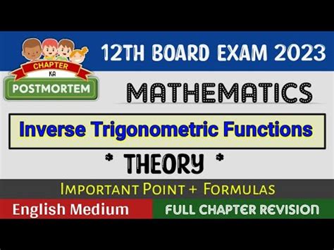 Inverse Trigonometric Functions All Formulas Theory Class