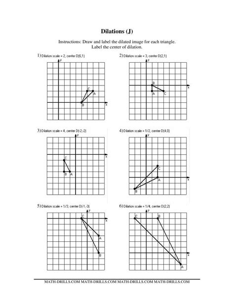 Dilations And Scale Factor Worksheet Dilations Math Worksheet Geometry Worksheets Reflection