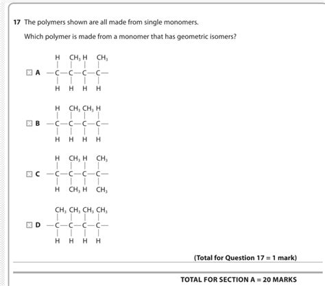 Solved 17 The polymers shown are all made from single | Chegg.com