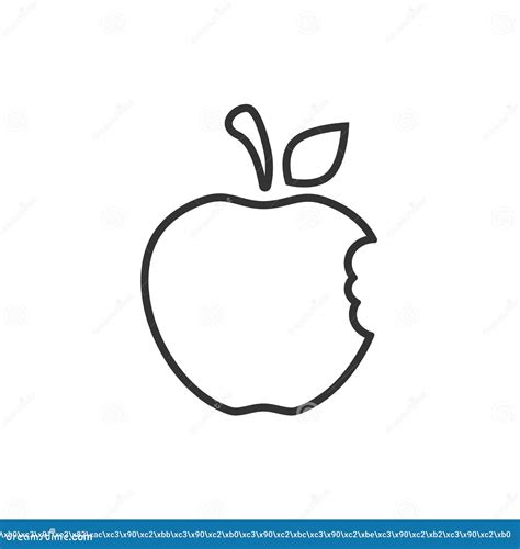 Icono De Manzana Mordida Vector De Icono De Esquema Aislado En Fondo