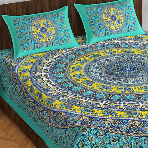 Meejoya 100 Queen Size Rajasthani Jaipuri Traditional Sanganeri Print