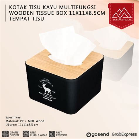 Jual KOTAK TISU KAYU MULTIFUNGSI WOODEN TISSUE BOX 11x11x8 5CM TEMPAT