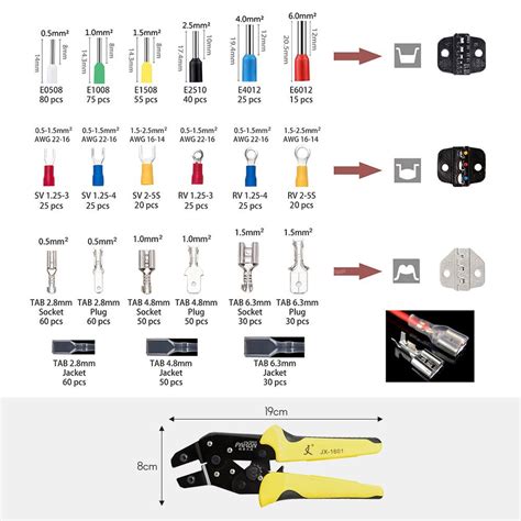 Wire Terminal Crimping Jaw Insulated Ratcheting Crimper Kit 850P 0.5-6 ...