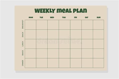 Weekmenu Maaltijd Met Planning Voor Ontbijt En Maaltijden En