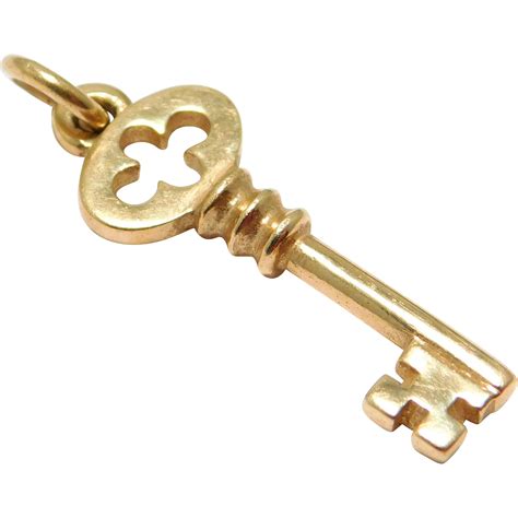 14k Yellow Gold Key Charm Just Andersen Estate Vintage Gold Key