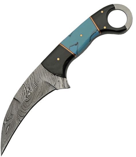 Dm Tr Damascus Knives Karambit Horn Turquoise