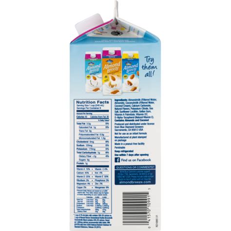 30 Blue Diamond Almond Milk Nutrition Label Labels Database 2020