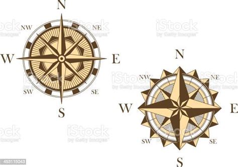 Two Vintage Compasses Stock Illustration Download Image Now