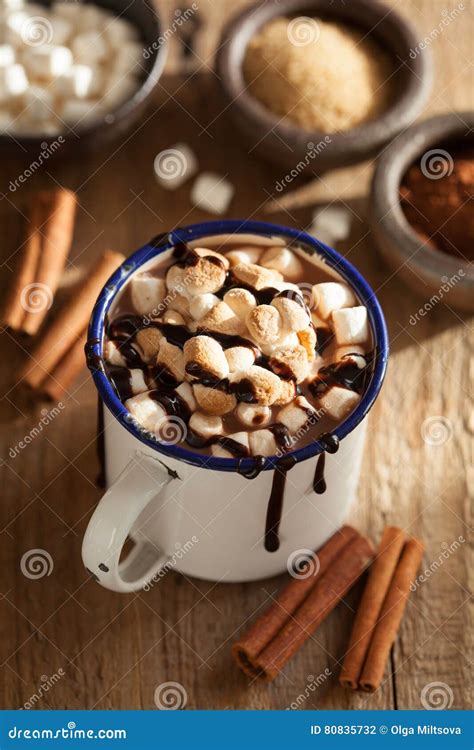S Mores Hot Chocolate Mini Marshmallows Cinnamon Winter Drink Stock Photo Image Of Beverage