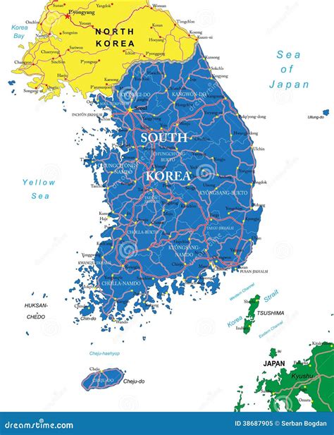 Mapa De La Corea Del Sur Foto de archivo libre de regalías Imagen