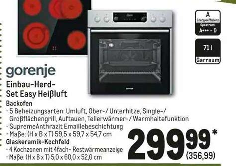 Gorenje Einbau Herd Set Easy Heißluft Backofen Angebot bei METRO