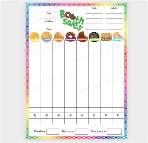 Lbb Girl Scout Cookies Booth Tally Count Sheet Printable Etsy