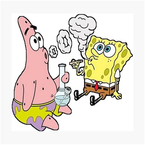 Spongebob And Patrick Smoking Weed Cannabis Cartoon Art Photographic