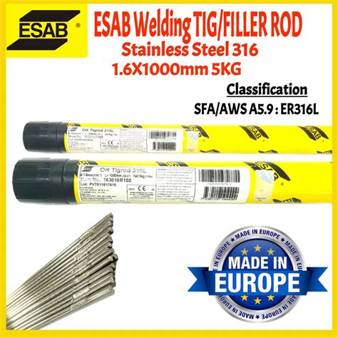 Esab Ok Tigrod L Stainless Steel Tig Welding Rod Mm Kg