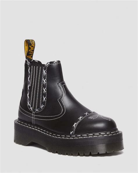 2976 Gothic Americana Leather Platform Chelsea Boots In Black Dr Martens