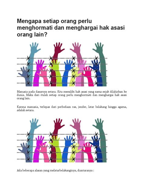 Mengapa Setiap Orang Perlu Menghormati Dan Menghargai Hak Asasi Orang