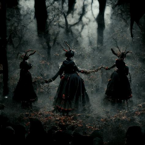 Goat Witches Dancing In The Forest Midjourney