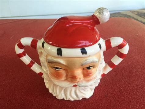 Vintage Lefton Japan Santa Claus Candy Cane Sugar Bowl Etsy Candy Cane Lefton Santa Claus