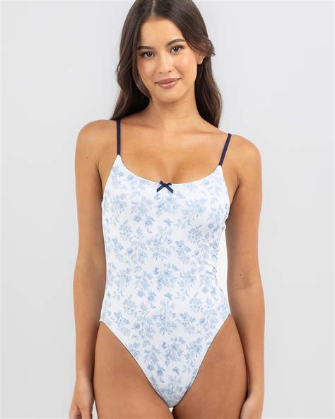 Shop Kaiami Vienna One Piece Swimsuit In White Blue Fast Shipping