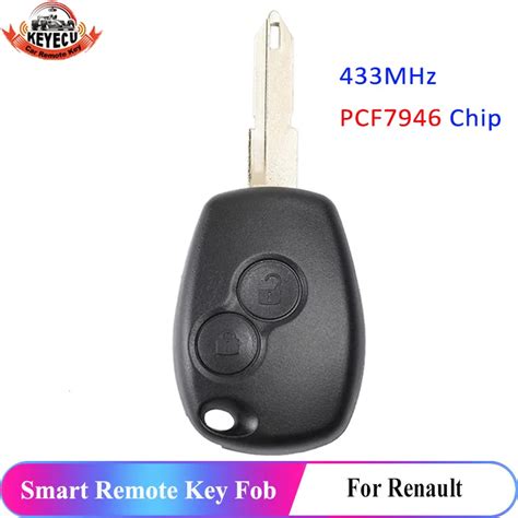 Keyecu 2 Button 433mhz Pcf7946 Chip Remote Car Key Fob For Renault Clio