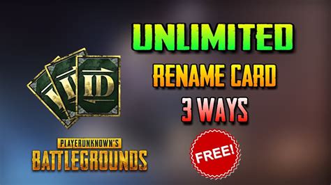 How To Get Rename Card In Pubg Mobile FREE UNLIMITED ID CARD YouTube