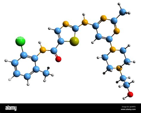 D Image Of Dasatinib Skeletal Formula Molecular Chemical Structure