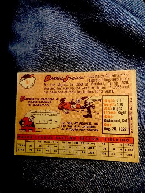 1958 Topps Set Break 61 Darrell Johnson EX EXMINT EBay