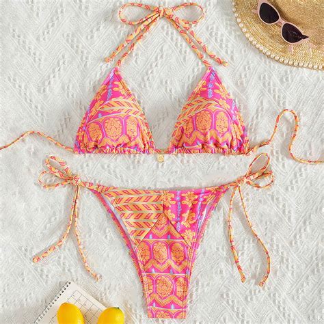 Uclet Thong Bikini Sets For Women Micro Bikini Sets For Women Strappy Bikini Triangle Bikini Top