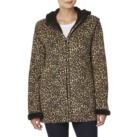 Simply Styled Womens Hooded Fleece Jacket Leopard Print Shop Your